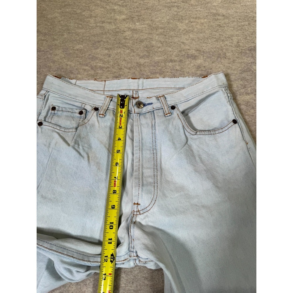Levis 501 Jeans Mens 30x31 Blue Denim Logo Mid Rise Straight Leg Button Fly - Picture 13 of 16